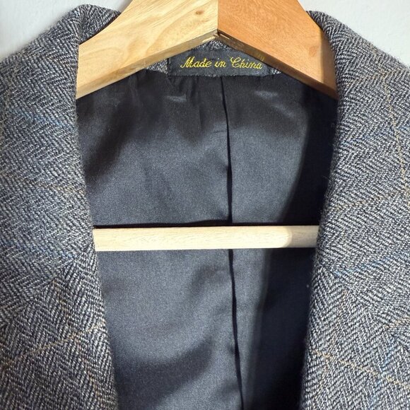 Circle S Western Plaid Wool Sport Coat Dinner Jacket Blazer Men 44R Brown Cowboy - Picture 6 of 14